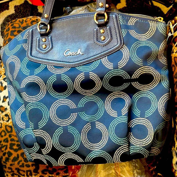 Coach Blue Geometric Hobo Bag with Silver Hardware - Picture 1 of 1